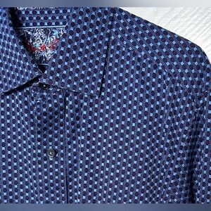 Robert Graham Navy and Light Blue Patterned Shirt